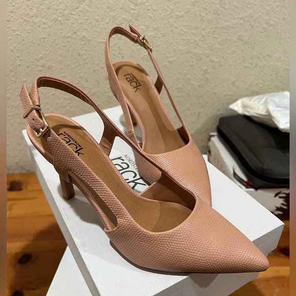 Nude Pink Slingback Heels with Adjustable Strap - Picture 1 of 10